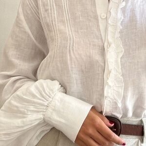 ArkiTaip Joanna Linen Blouse – Artisan White – Size S